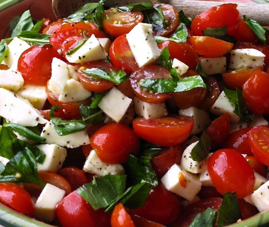 Tomato Caprese Salad
 Caprese Salad with Grape Tomatoes Mozzarella & Basil