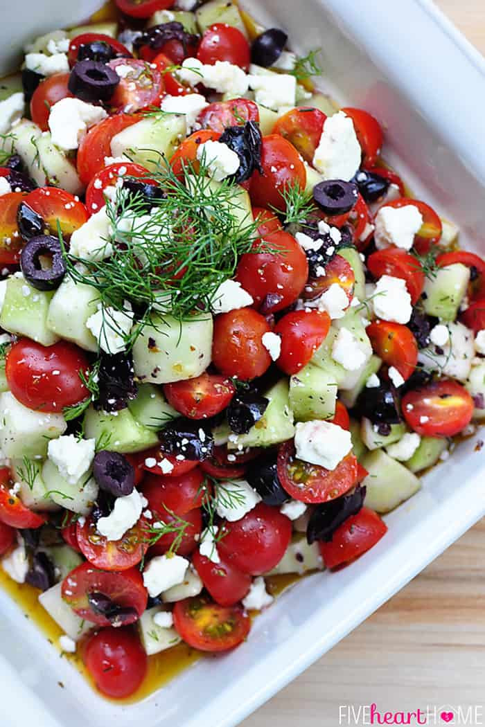 Tomato Cucumber Salad
 Tomato Cucumber Salad with Olives and Feta