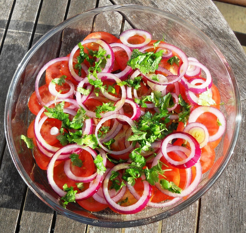 Tomato Onion Salad
 Tomato Red ion & Coriander Salad Fab Food 4 All