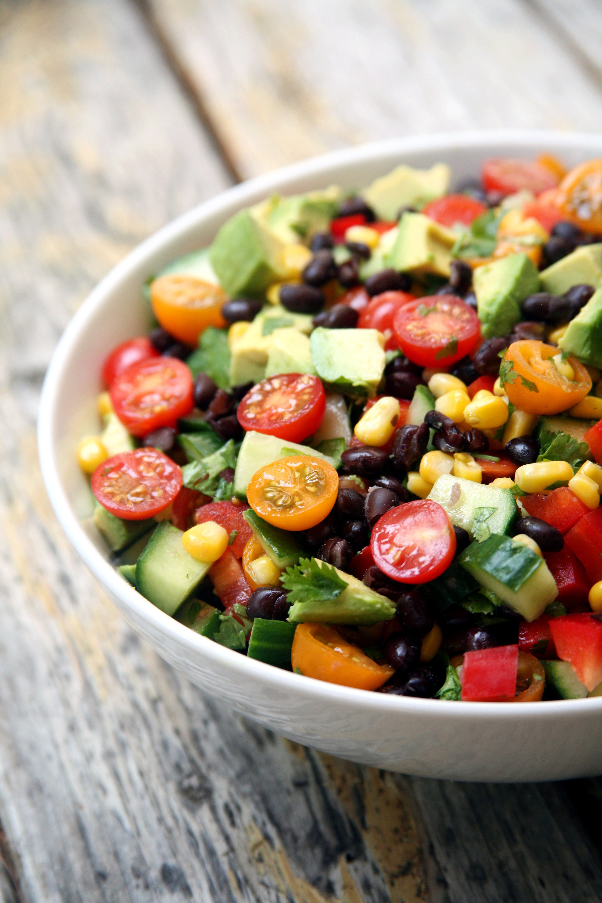 Tomato Salad Recipes
 Cucumber Black Bean Corn Tomato and Avocado Salad