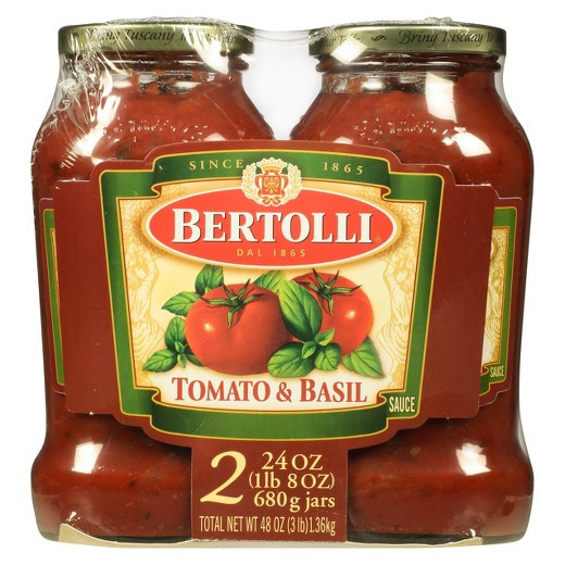 Tomato Sauce Brands
 Bertolli Tomato & Basil Pasta Sauce 48 oz Tar