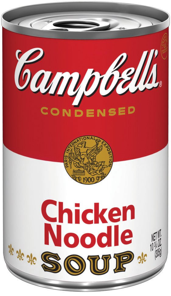 Tomato Soup Can
 Tar Campbell’s Chicken Noodle or Tomato Soup ly $0 53