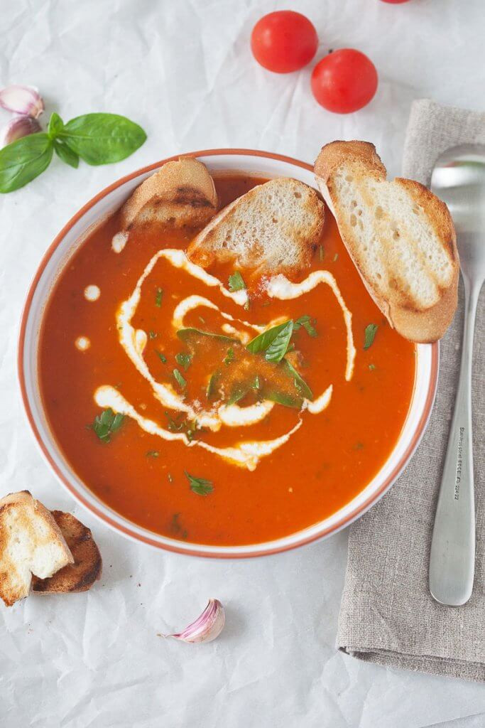 Tomato Soup With Fresh Tomatoes
 Tomato Soup from Fresh Ripe Tomatoes Vibrant Plate