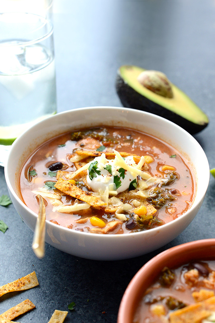 Tortilla Chicken Soup
 Crock Pot Chicken Tortilla Soup with Kale Fit Foo Finds