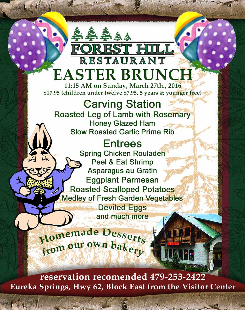 Traditional Easter Dinner Menu
 Join us for a Traditional Easter Buffet