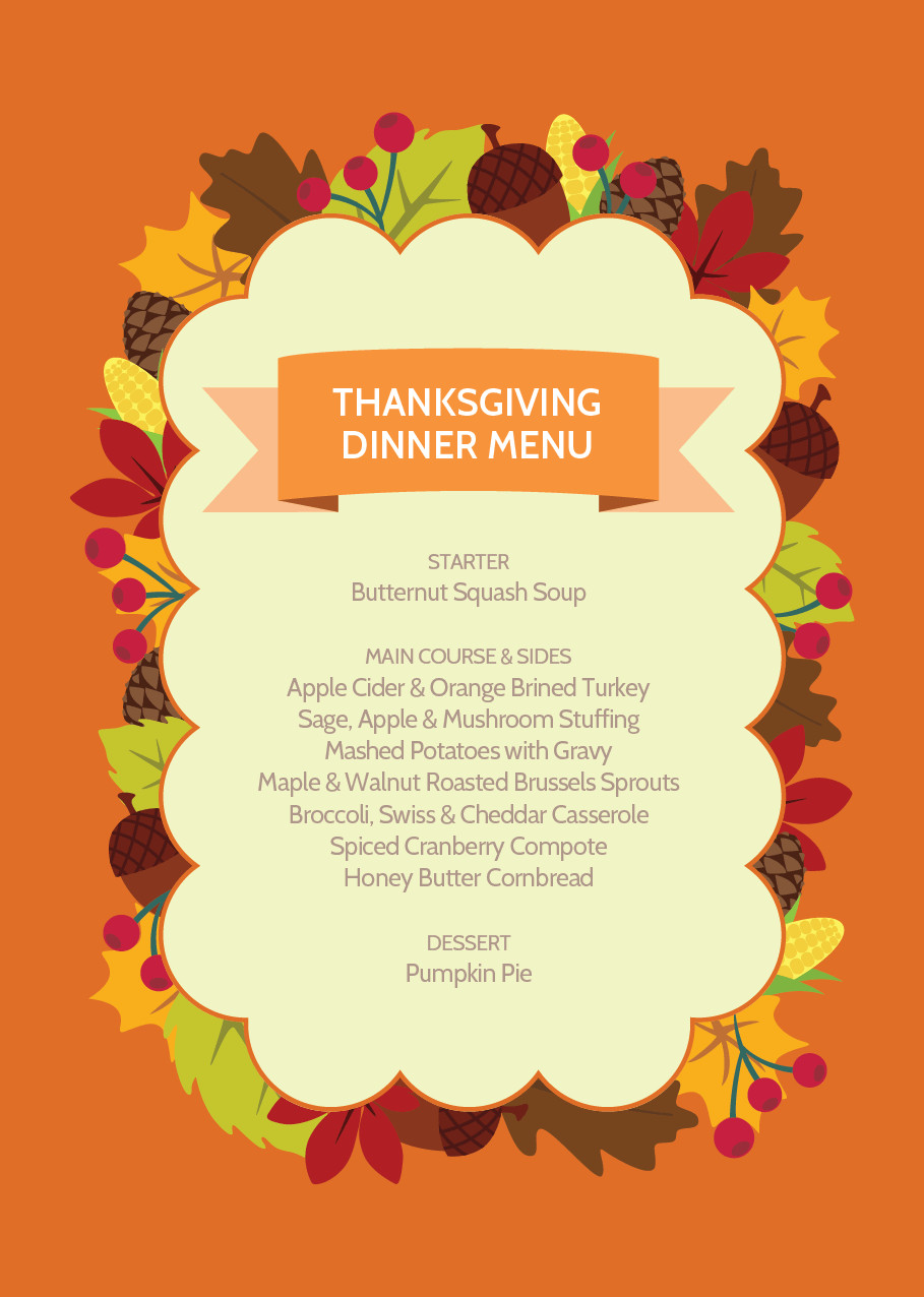Traditional Thanksgiving Dinner Menu List
 Easy and Tasty Thanksgiving Dinner Menu Recipes and