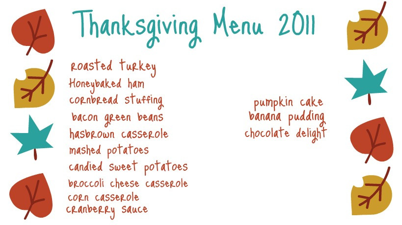Traditional Thanksgiving Dinner Menu List
 Thanksgiving Dinner Menu Cake Ideas and Designs