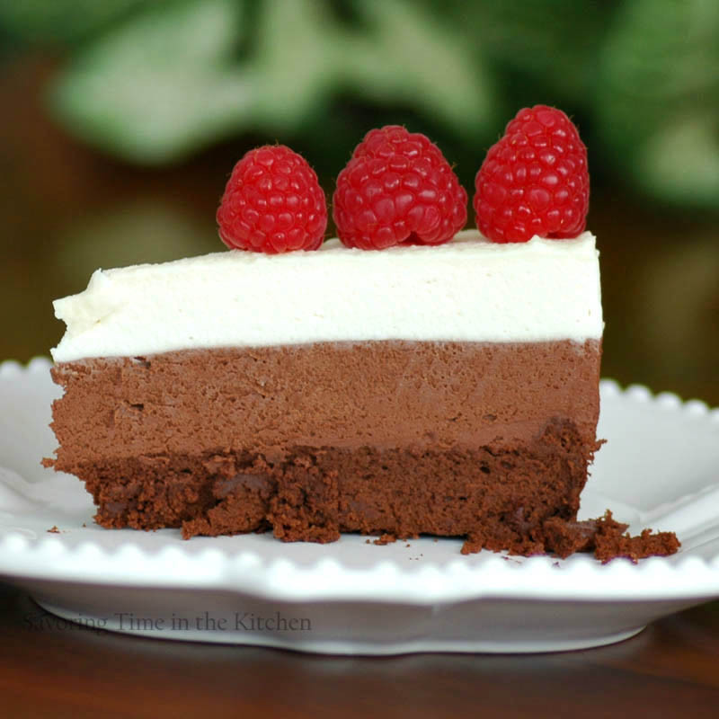 Triple Chocolate Mousse Cake
 Savoring Time in the Kitchen Triple Chocolate Mousse Cake