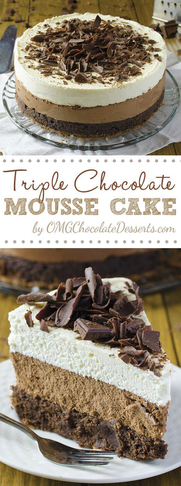 Triple Chocolate Mousse Cake
 Triple Chocolate Mousse Cake Recipe