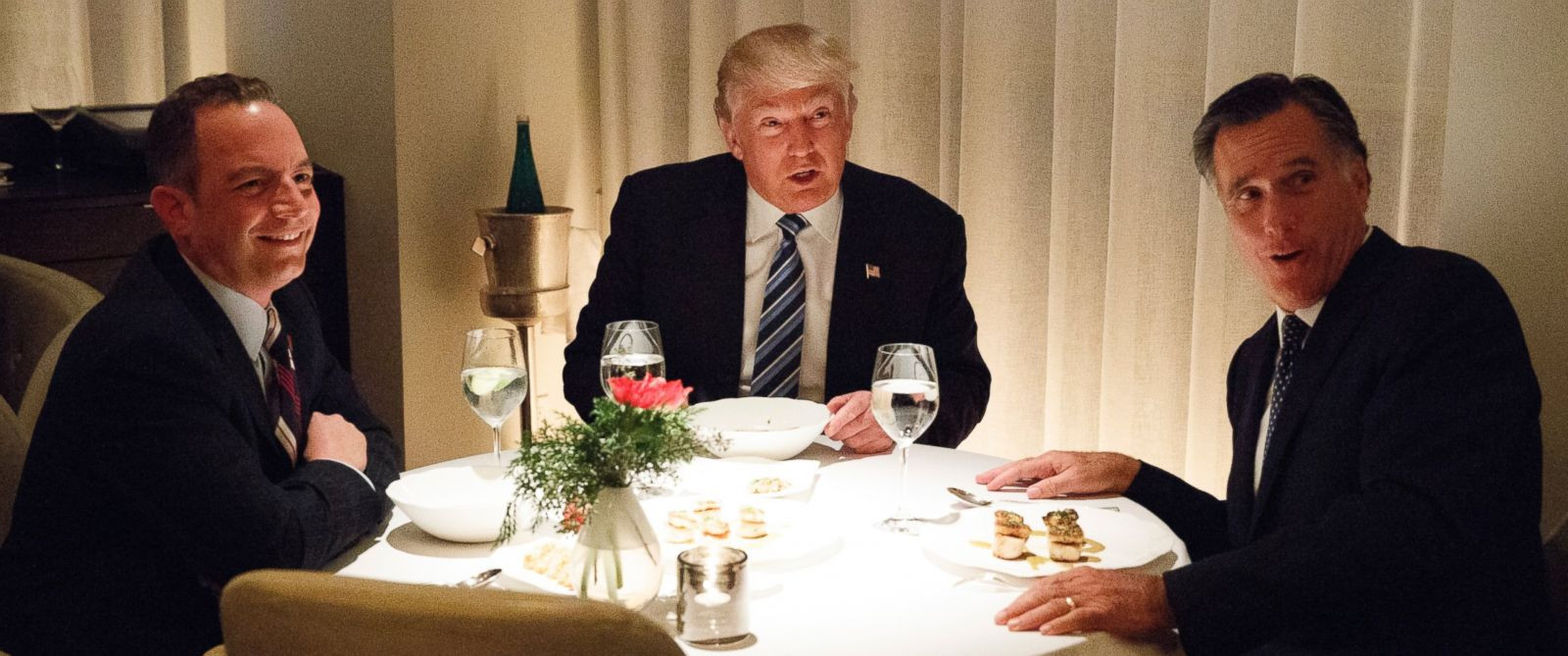 Trump Romney Dinner
 Mitt Romney Donald Trump Dine at Exclusive NYC Restaurant