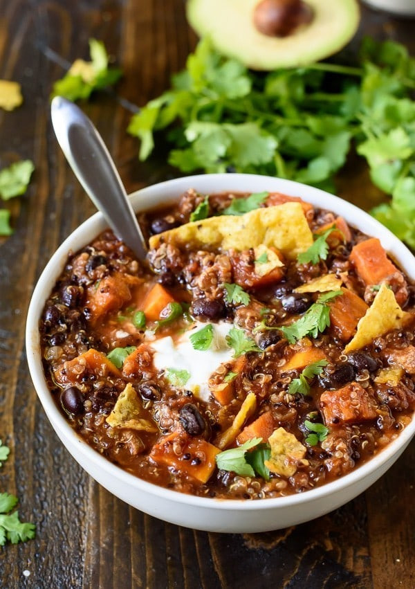 Turkey Chili Slow Cooker Recipe
 Slow Cooker Turkey Quinoa Chili with Sweet Potatoes