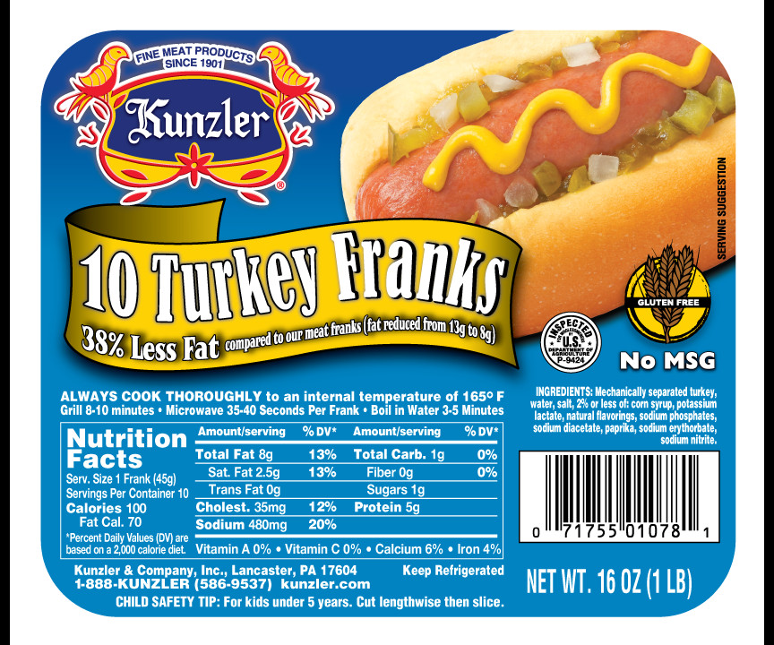 Turkey Hot Dogs
 Turkey Franks