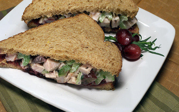 Turkey Salad Sandwich
 Recipe Turkey salad sandwich with tarragon and red grapes