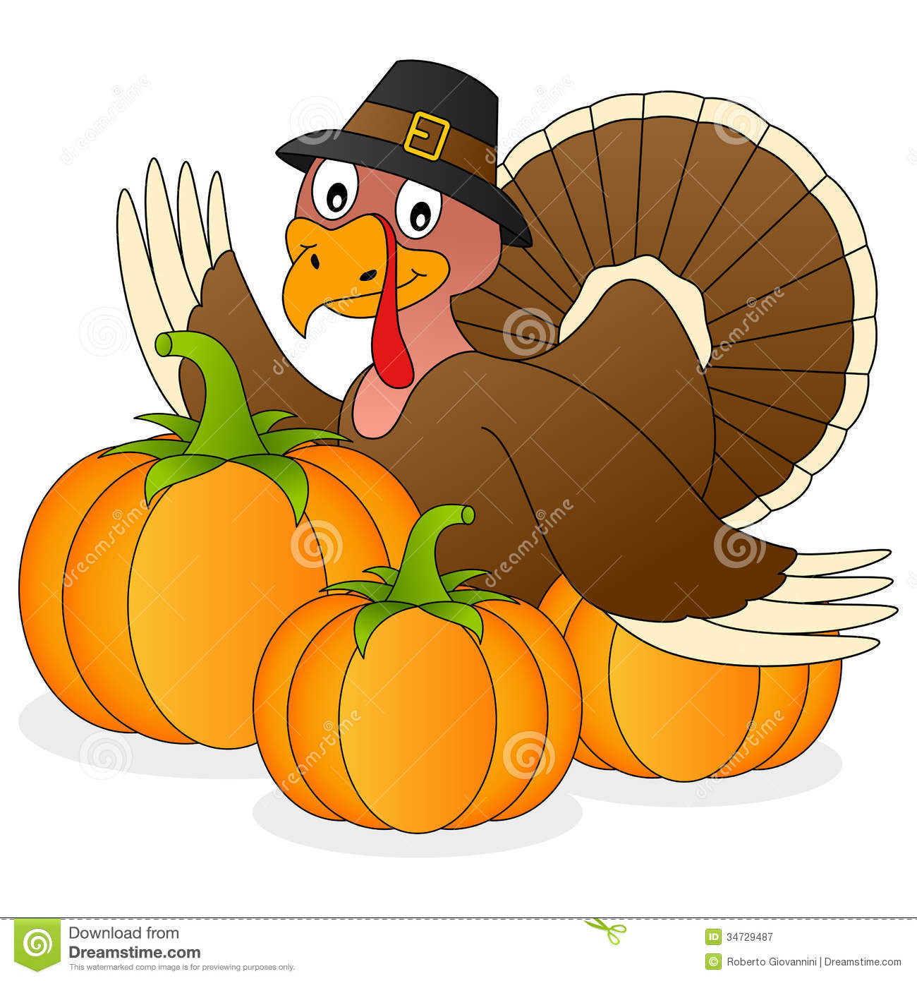 Turkey Thanksgiving Cartoon
 Thanksgiving Turkey And Pumpkins Stock Vector