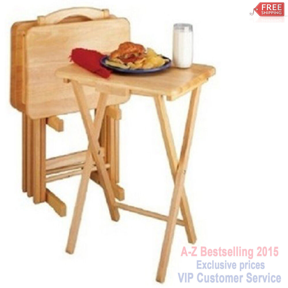 Tv Dinner Table
 Folding Tv Tray Set Dinner Table Wood Stand Serving Snack
