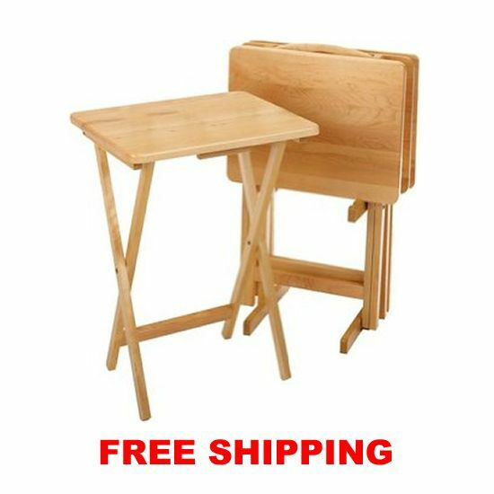 Tv Dinner Table
 5 Piece TV Tray Folding Set Dinner Table Wood Stand