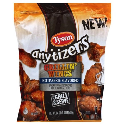 Tyson Chicken Wings
 Tyson Frozen Any tizers Grillin Wings Rotisserie Flavored