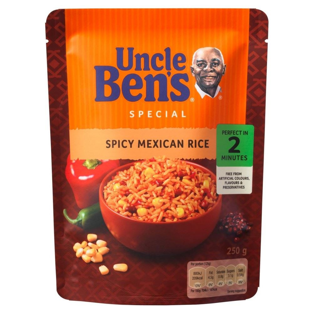 Uncle Ben'S Brown Rice
 Uncle Ben s Special Spicy Mexican Rice 250g