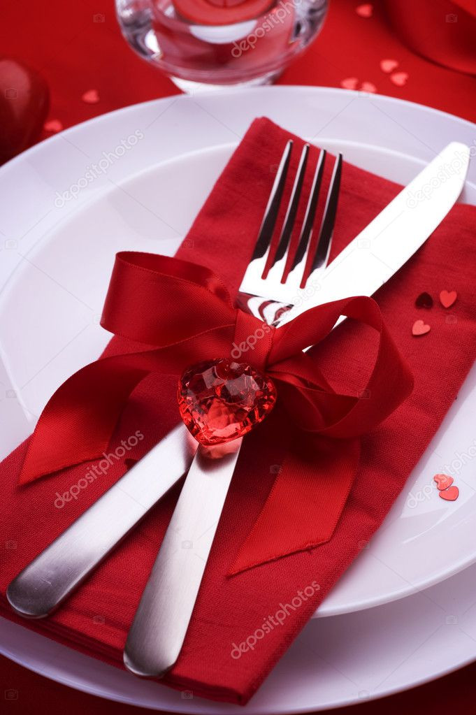 Valentine'S Day Dinner
 Romantic Dinner Table place setting for Valentine s Day