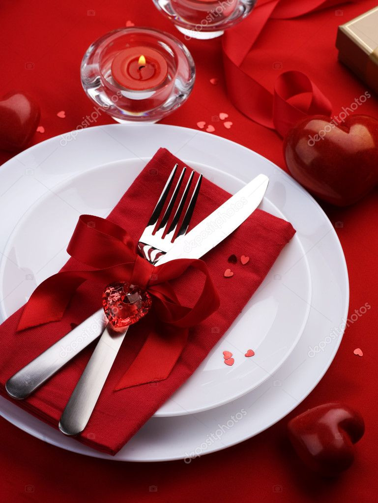 Valentine'S Day Dinner
 Romantic Dinner Table place setting for Valentine s Day
