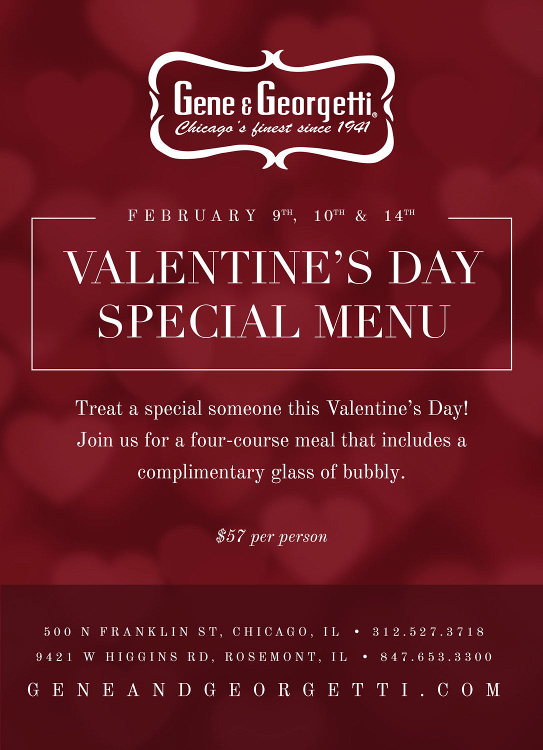 Valentine'S Day Dinner Specials
 Celebrate Valentine’s Day at Gene & Geor ti Gene And