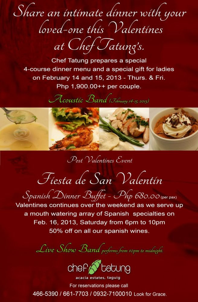 Valentine'S Day Dinner Specials
 Where to Celebrate Valentine s Day in Metro Manila