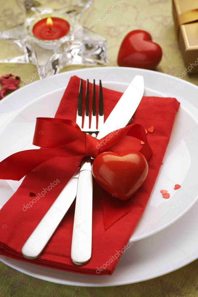 Valentine'S Day Dinner
 Romantic Dinner Table place setting for Valentine s Day