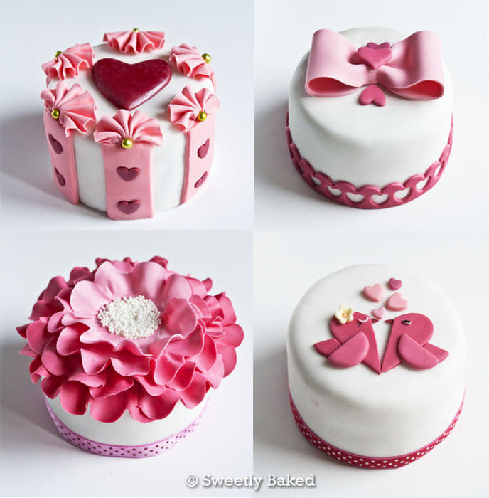 Valentines Day Cakes
 Valentine Mini Pink cakes cake by SweetlyBaked CakesDecor