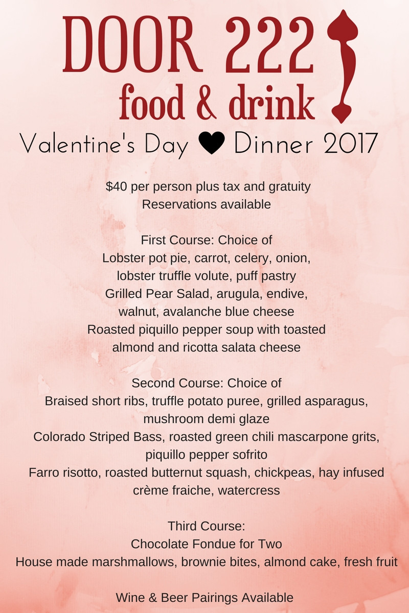 Valentines Dinner 2017
 Valentine s Day Dinner 2017 Loveland Restaurant Door 222