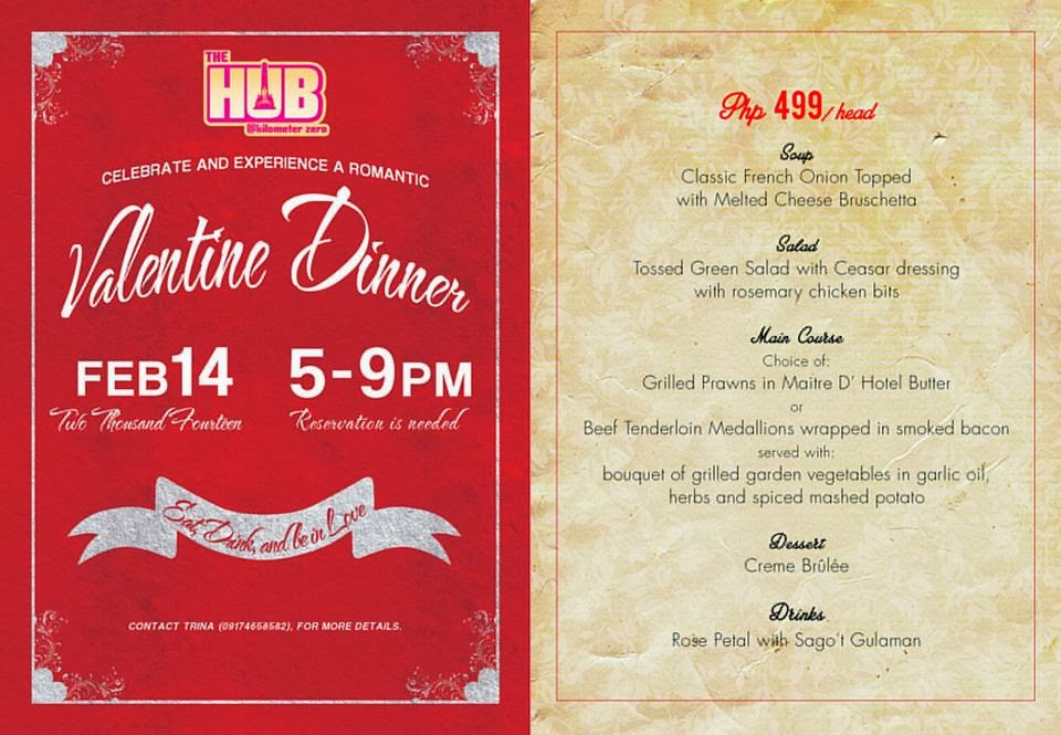 Valentines Dinner 2020
 Piso Fare 2019 Promos Until 2020 Valentine Dinner at The HUB