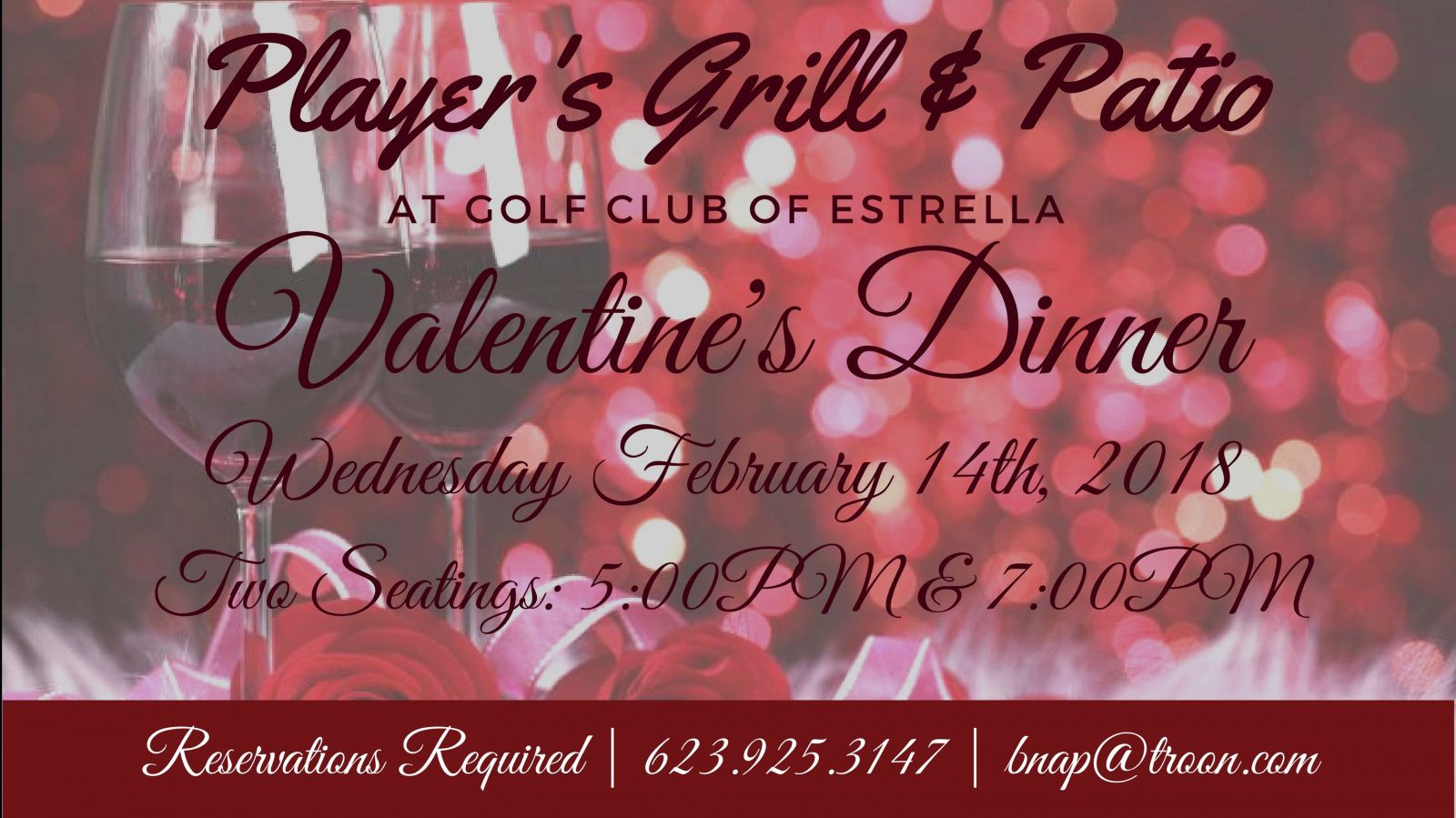 Valentines Dinner 2020
 Arizona Golf Golf Club of Estrella 623 386 2600