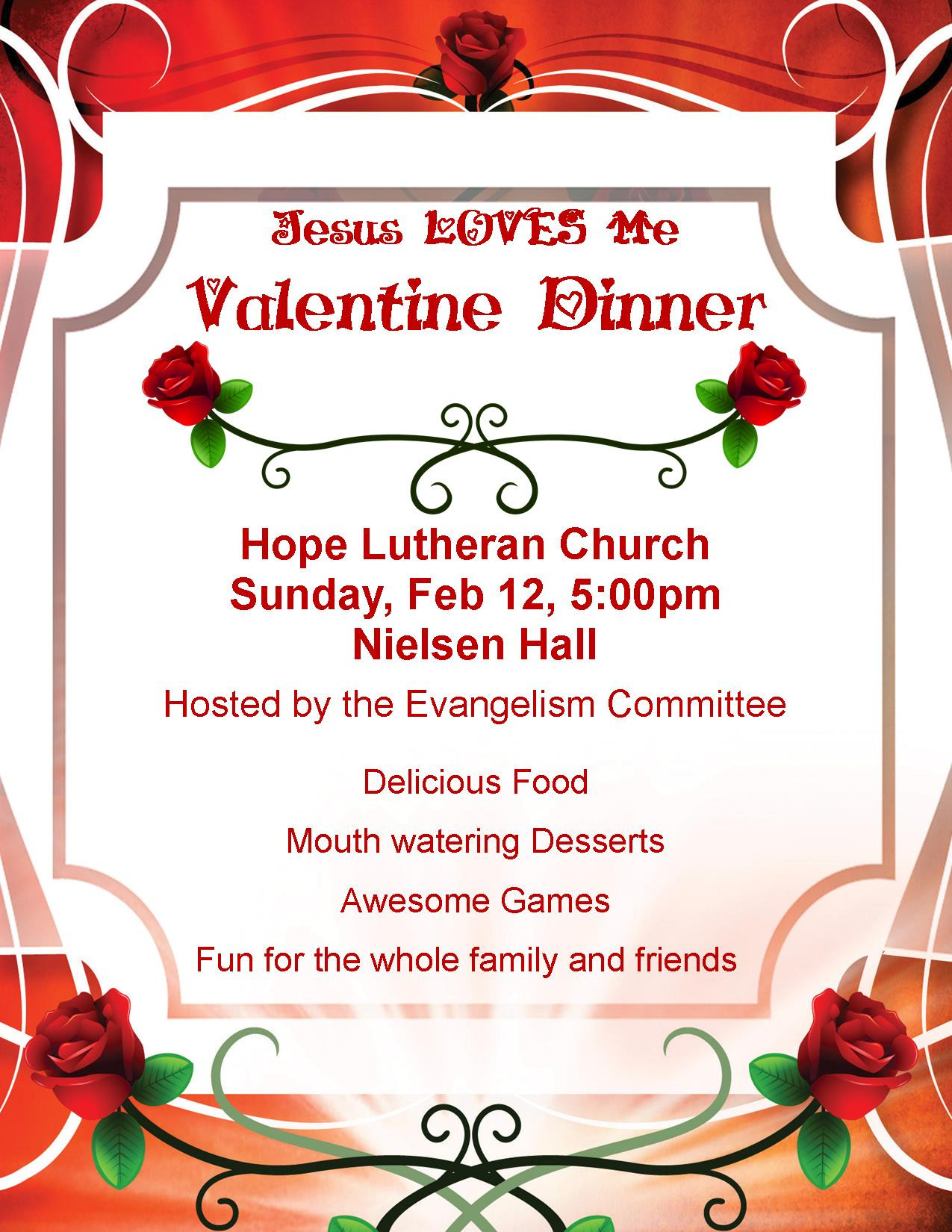 Valentines Dinner 2020
 Jesus Loves Me Valentine Dinner Hope Evangelical