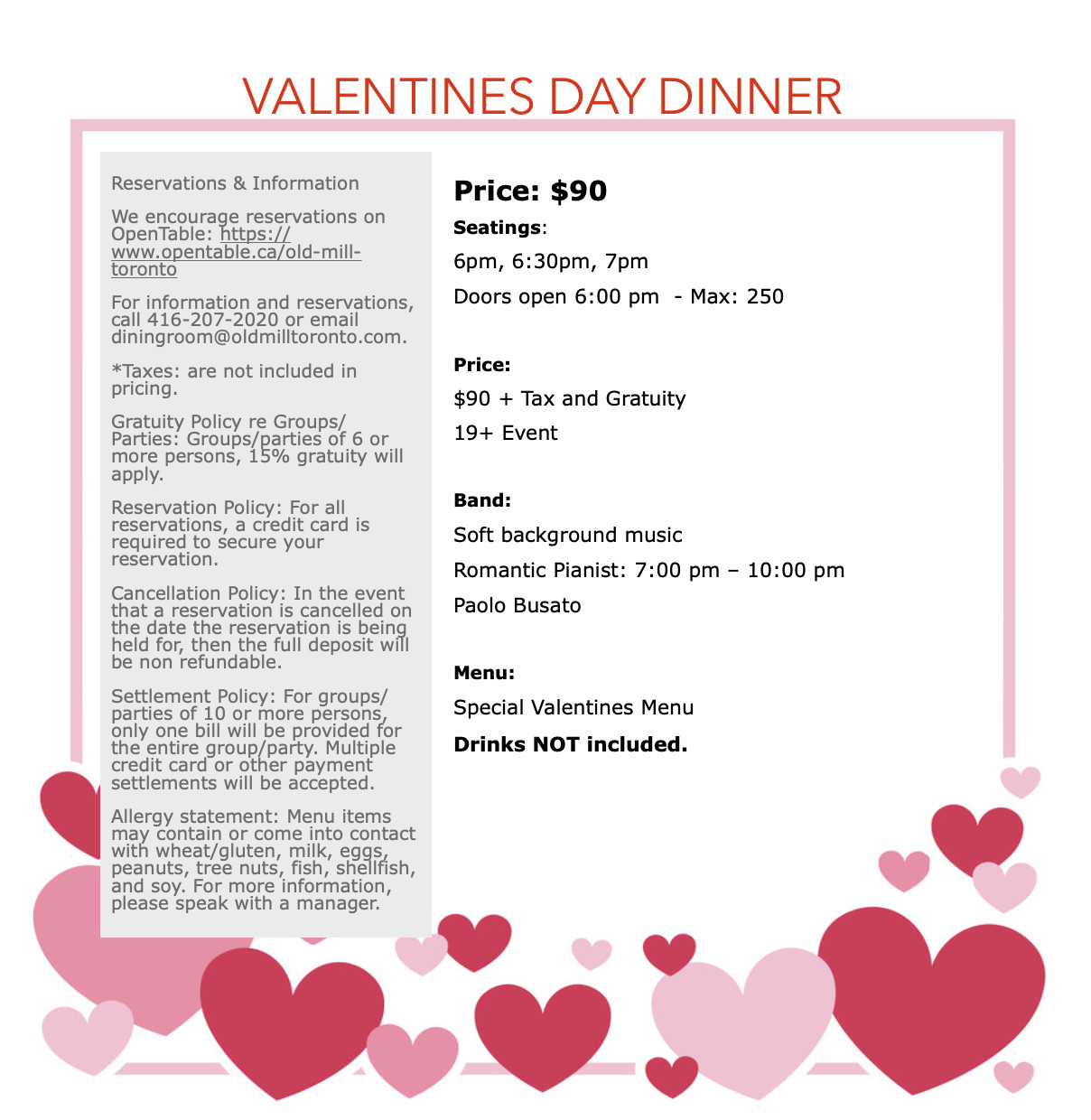 Valentines Dinner 2020
 Valentines Day Dinner