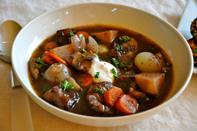 Vegan Beef Stew
 Why Eat Vegan & Seitan Stew with Red Wine & Ve ables
