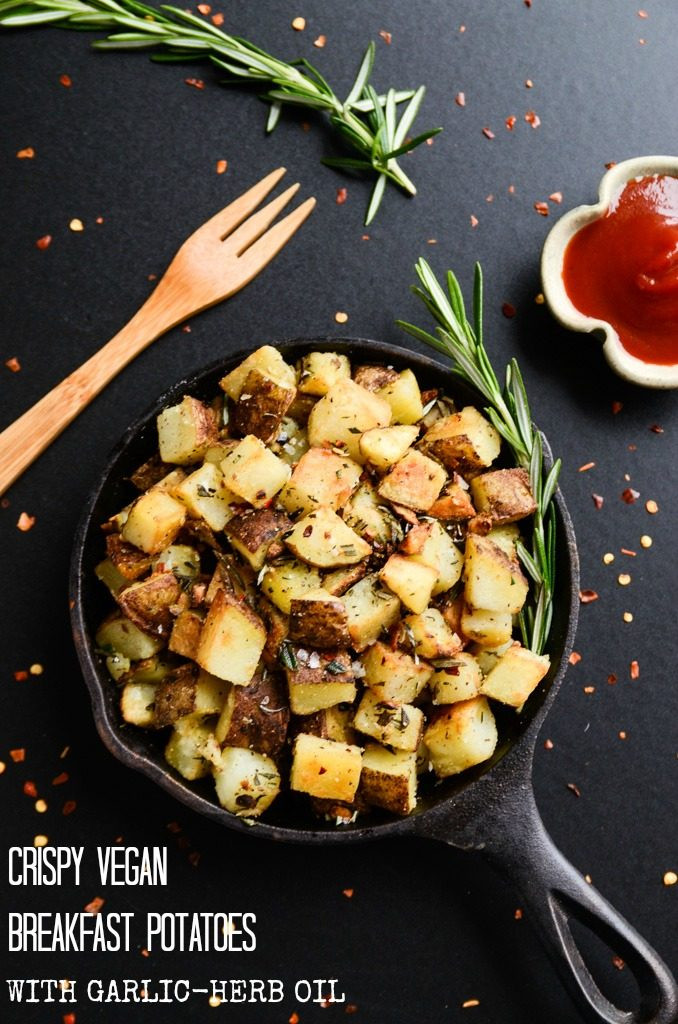 Vegan Breakfast Potatoes
 Crispy Vegan Breakfast Potatoes with Garlic Herb Oil