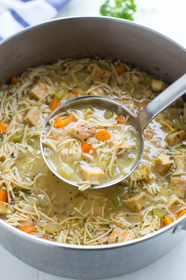 Vegan Chicken Noodle Soup
 Tofu ‘Chicken’ Noodle Soup Making Thyme for Health