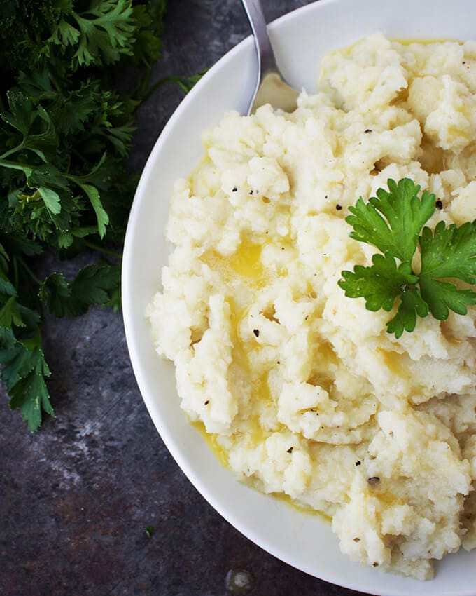 Vegan Mashed Cauliflower
 Garlicky Mashed Cauliflower