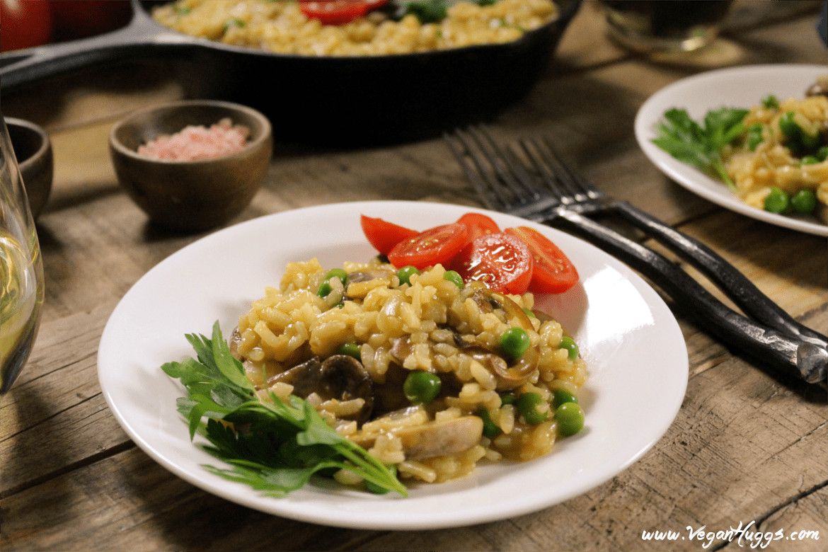 Vegan Mushroom Risotto
 Creamy Vegan Mushroom Risotto w Peas Gluten Free