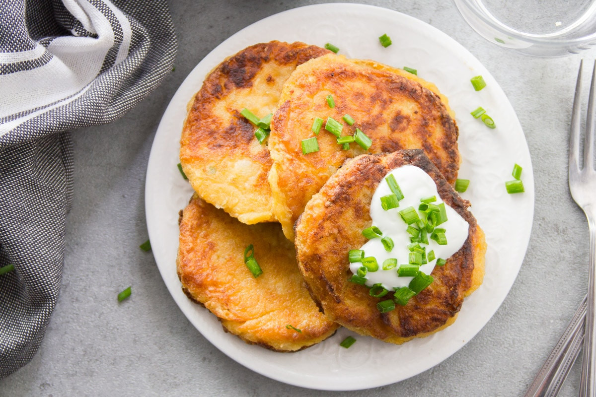 Vegan Potato Pancakes
 Cheesy Vegan Mashed Potato Pancakes Connoisseurus Veg