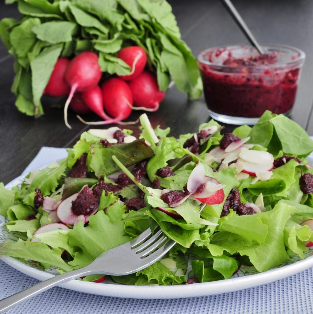Vegan Salad Dressing Recipes
 Blueberry Salad Dressing over Almond Radish salad Vegan