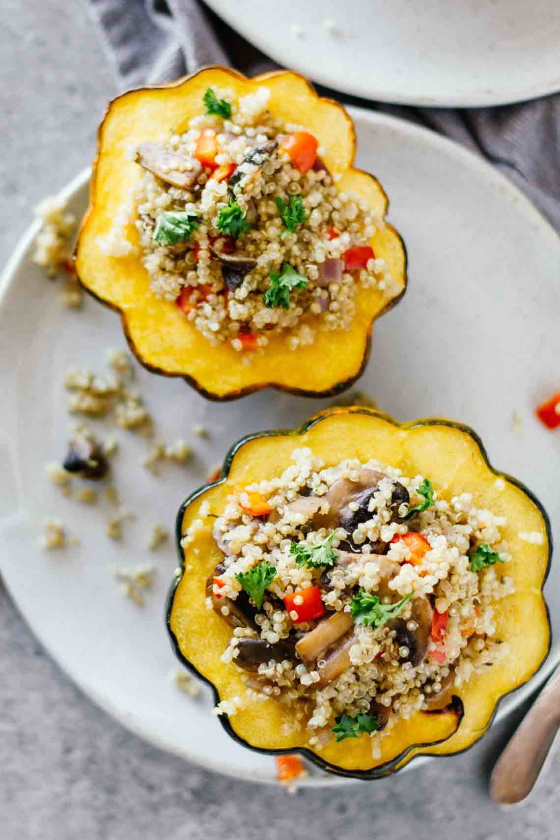 Vegan Stuffed Acorn Squash
 Quinoa & Mushroom Stuffed Acorn Squash Jar Lemons