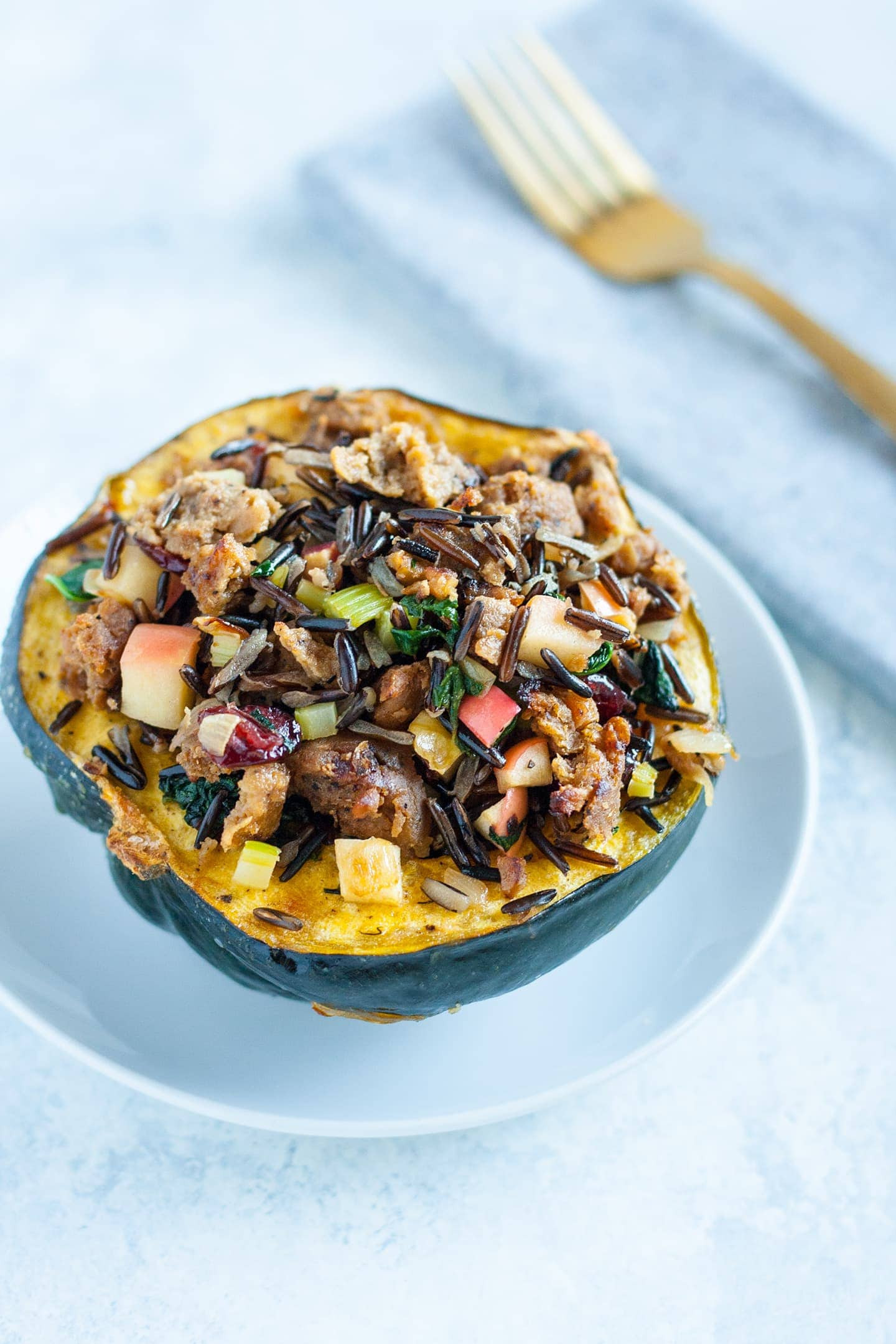 Vegan Stuffed Acorn Squash
 Vegan Sausage & Apple Stuffed Acorn Squash Recipe