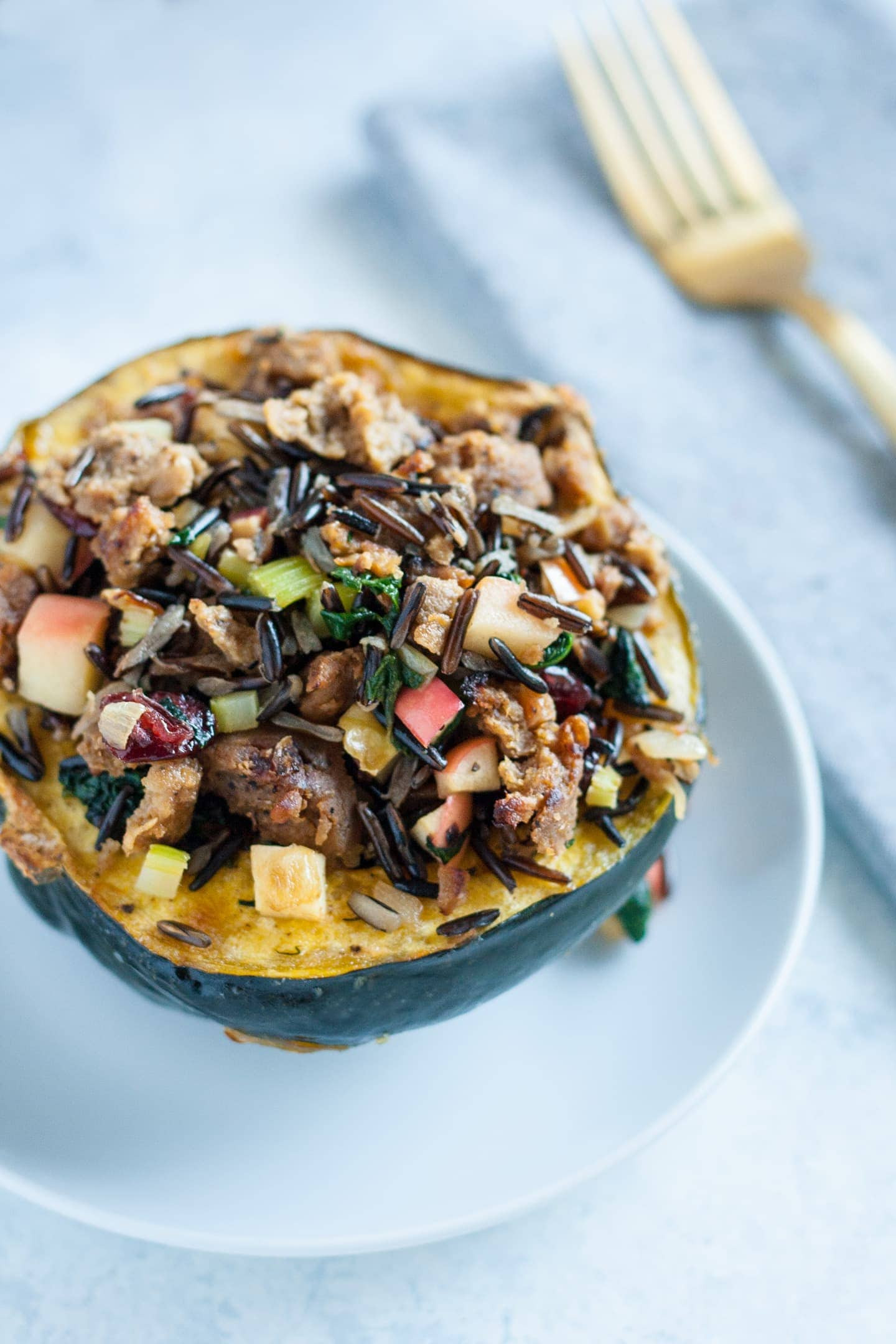 Vegan Stuffed Acorn Squash
 Vegan Sausage & Apple Stuffed Acorn Squash Recipe