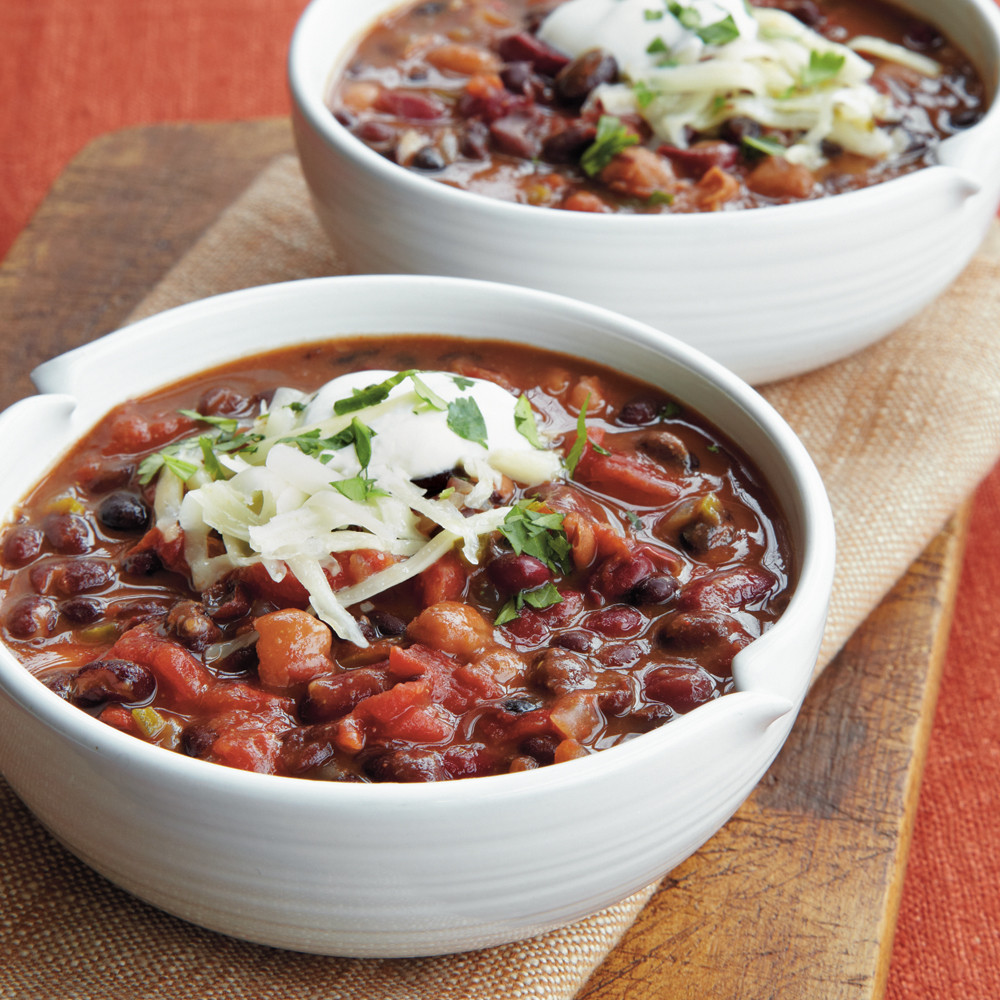 Vegetarian Bean Chili
 Three Bean Ve arian Chili Recipe