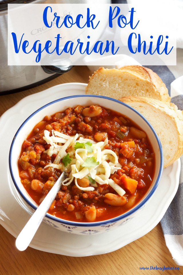 Vegetarian Chili Recipe Crock Pot
 Crock Pot Ve arian Chili Slow Cooker The Busy Baker