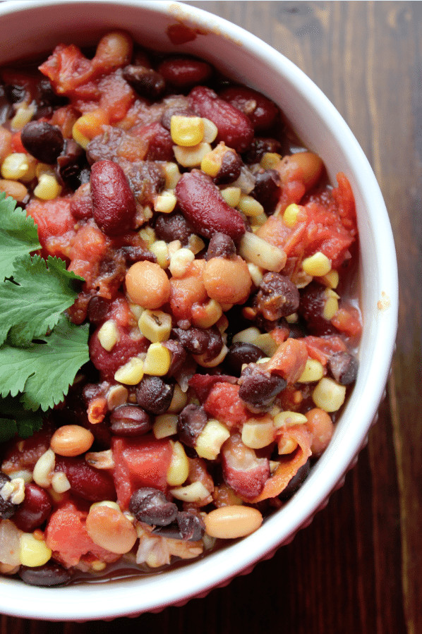 Vegetarian Chili Recipe Crock Pot
 Crock Pot Ve arian Three Bean Chili