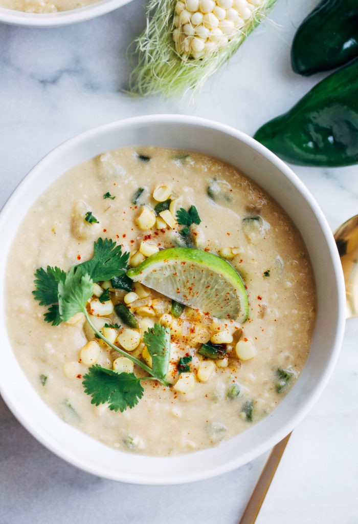 Vegetarian Corn Chowder
 Vegan Roasted Poblano Corn Chowder Making Thyme for Health