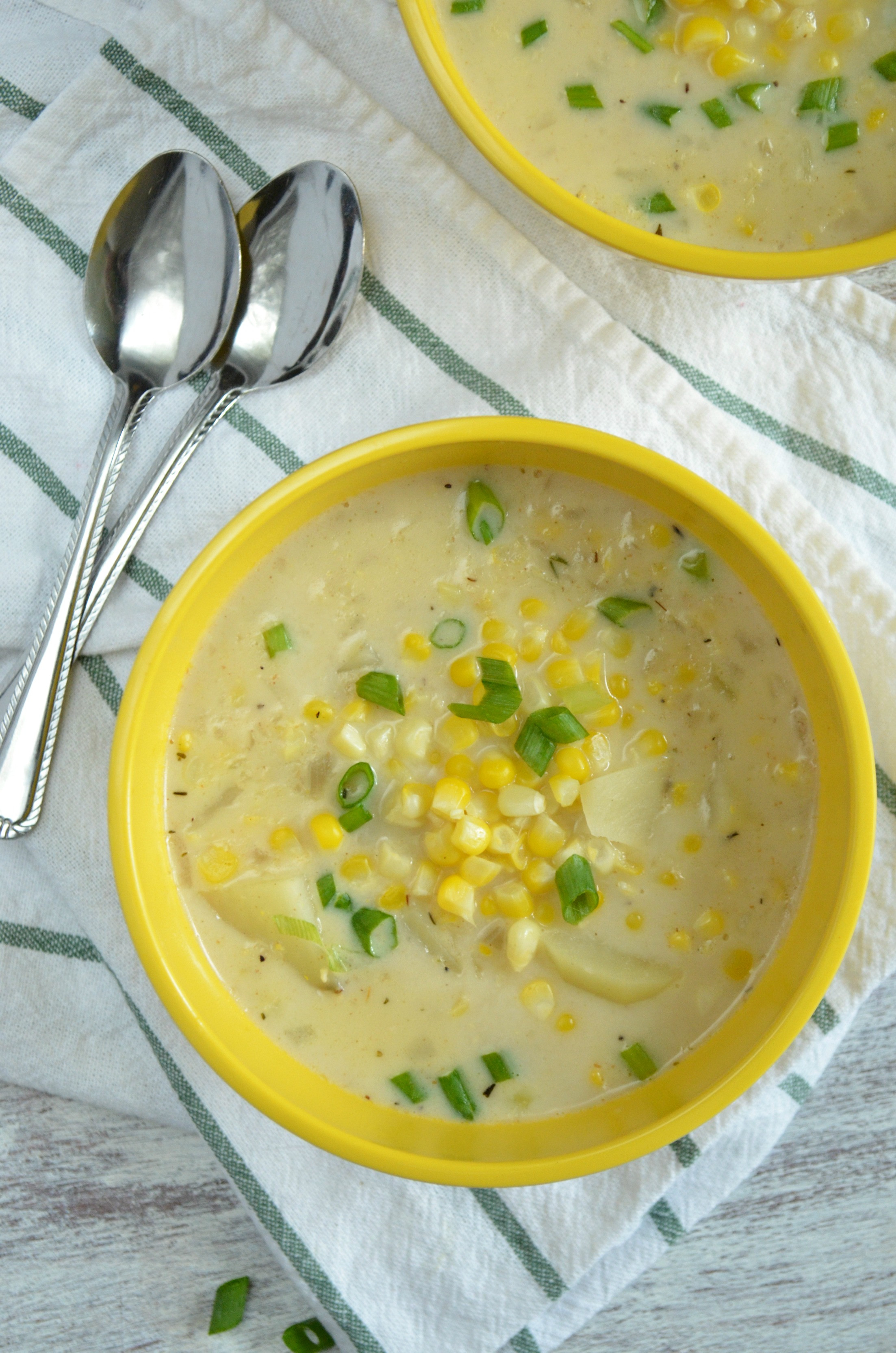 Vegetarian Corn Chowder
 Ve arian Corn Potato Chowder for Two SoFabFood