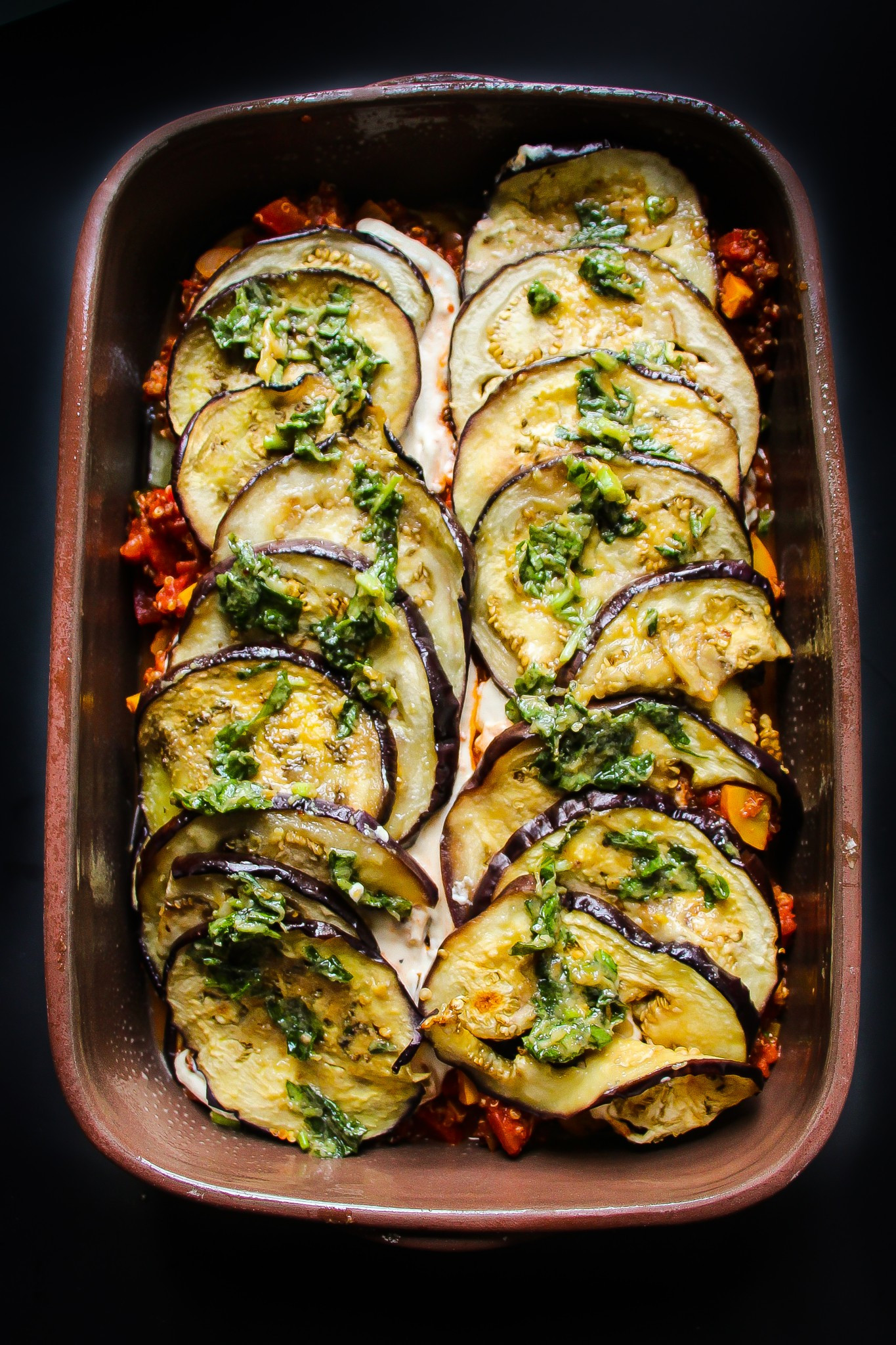 Vegetarian Eggplant Recipes Vegan Eggplant Parmesan Bake Layers of Happiness