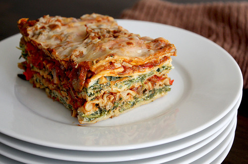 Vegetarian Lasagna Spinach
 Roasted Ve able and Spinach Lasagna Nooschi